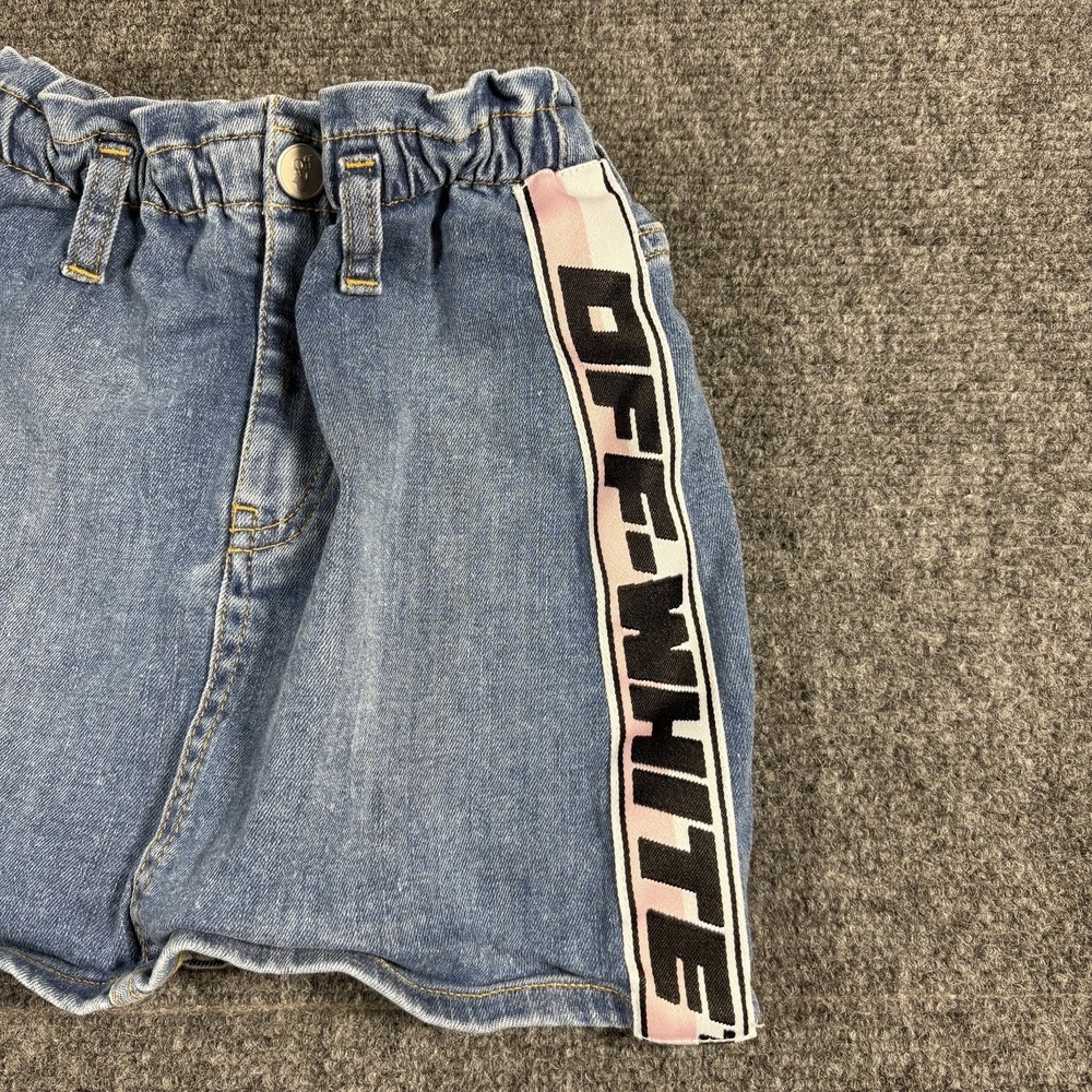 $623 Off White Kids Girl's Blue Logo-Stripe‎ Denim Skirt Size 6 - Picture 2 of 13